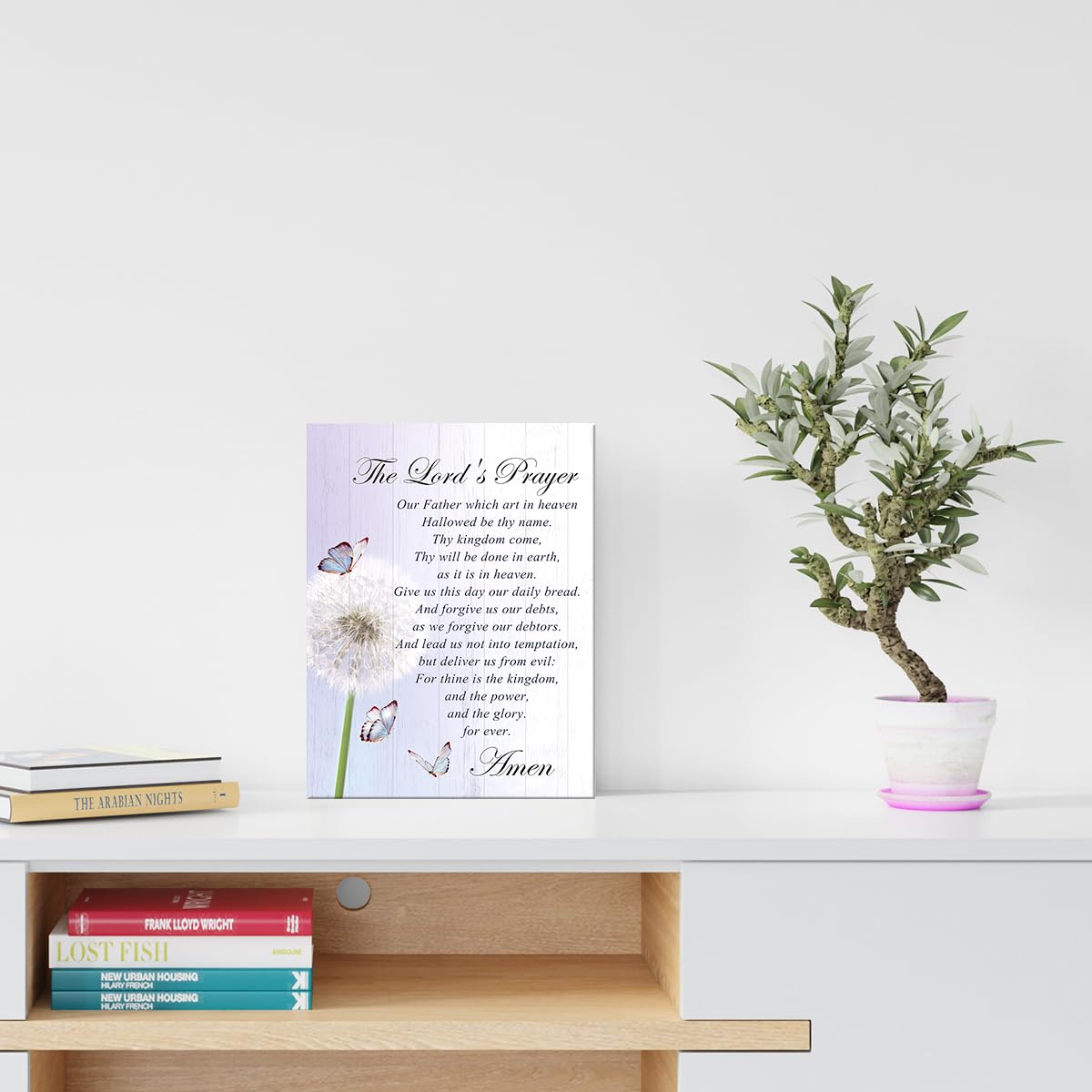 The Lord's Prayer Wall Decor,Lords Prayer Wall Art Canvas Poster Print,Christian Faith Scripture Artwork