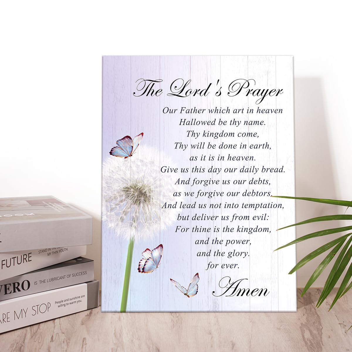 The Lord's Prayer Wall Decor,Lords Prayer Wall Art Canvas Poster Print,Christian Faith Scripture Artwork