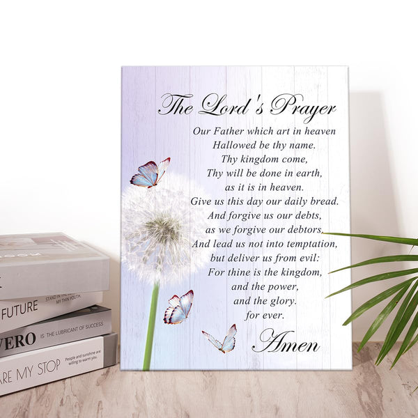 The Lord's Prayer Wall Decor,Lords Prayer Wall Art Canvas Poster Print,Christian Faith Scripture Artwork