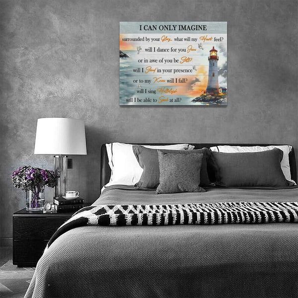 Nautical Lighthouse Wall Art Coastal Ocean Pictures Wall Decor Christian I Can Only Imagine Canvas Prints Religious Painting Framed Modern Artwork