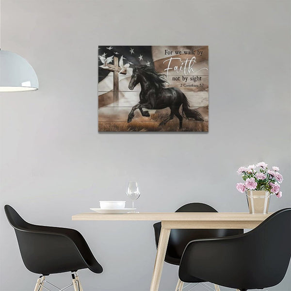 Black Horse Wall Art Decor Western Horse Pictures Canvas Prints Wild Animals Painting Framed Modern Painting Artwork