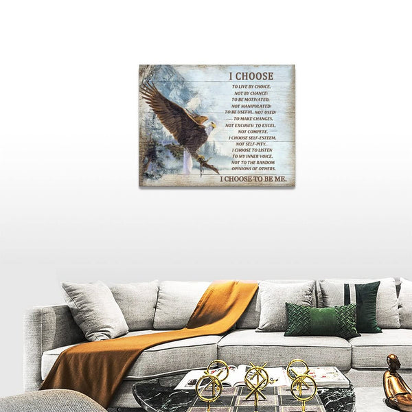 Bald Eagle Wall Art I Choose Inspirational Motivational Wall Decor Canvas Prints Framed Modern Flying Eagle Mountain Painting Artwork