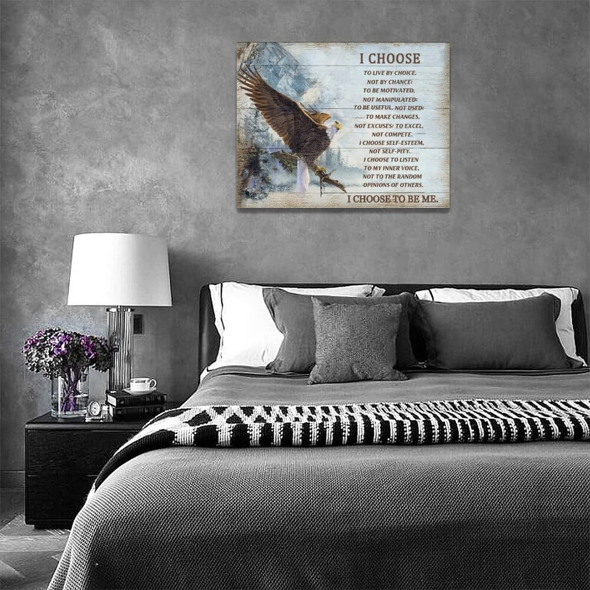 Bald Eagle Wall Art I Choose Inspirational Motivational Wall Decor Canvas Prints Framed Modern Flying Eagle Mountain Painting Artwork