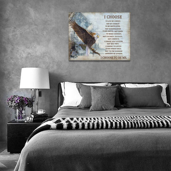 Bald Eagle Wall Art I Choose Inspirational Motivational Wall Decor Canvas Prints Framed Modern Flying Eagle Mountain Painting Artwork