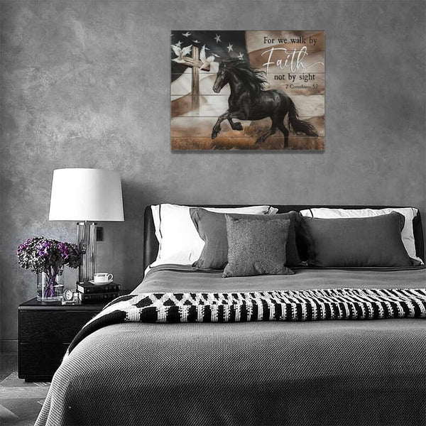 Black Horse Wall Art Decor Western Horse Pictures Canvas Prints Wild Animals Painting Framed Modern Painting Artwork