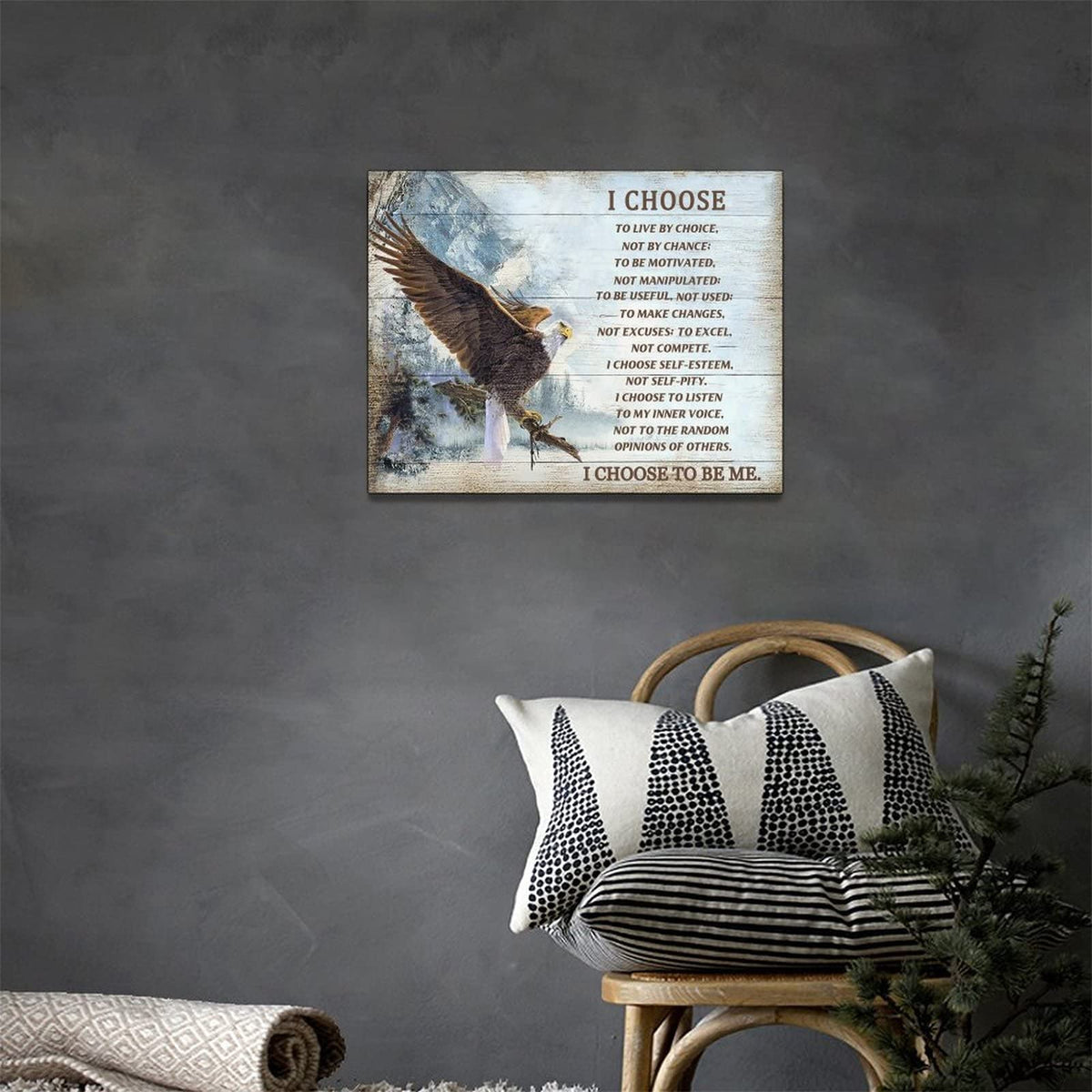 Bald Eagle Wall Art I Choose Inspirational Motivational Wall Decor Canvas Prints Framed Modern Flying Eagle Mountain Painting Artwork