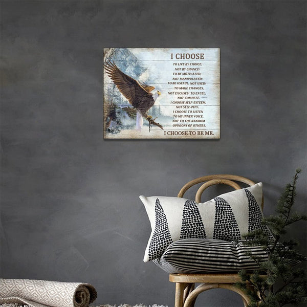 Bald Eagle Wall Art I Choose Inspirational Motivational Wall Decor Canvas Prints Framed Modern Flying Eagle Mountain Painting Artwork