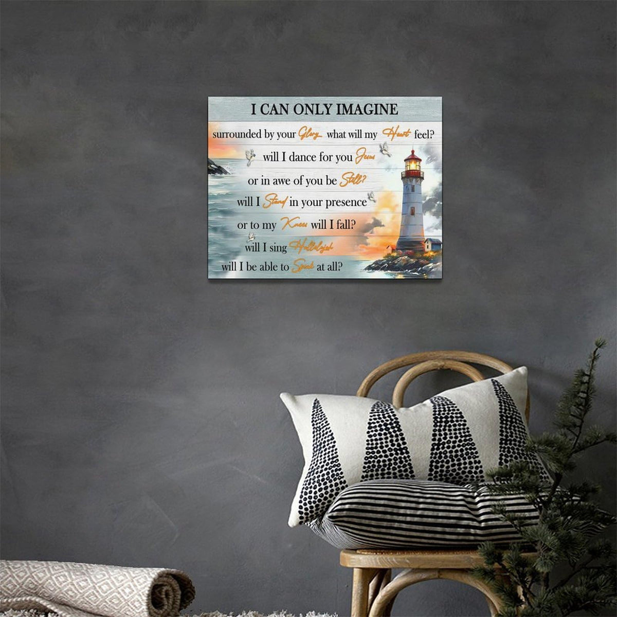 Nautical Lighthouse Wall Art Coastal Ocean Pictures Wall Decor Christian I Can Only Imagine Canvas Prints Religious Painting Framed Modern Artwork