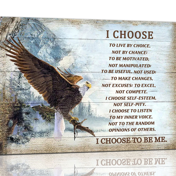 Bald Eagle Wall Art I Choose Inspirational Motivational Wall Decor Canvas Prints Framed Modern Flying Eagle Mountain Painting Artwork