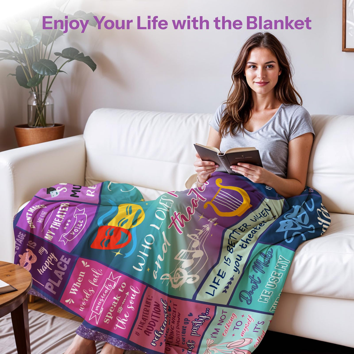 Theater Blanket Gifts for Women, for Girls, Musical Theater Present for Men, Birthday Gifts for Women