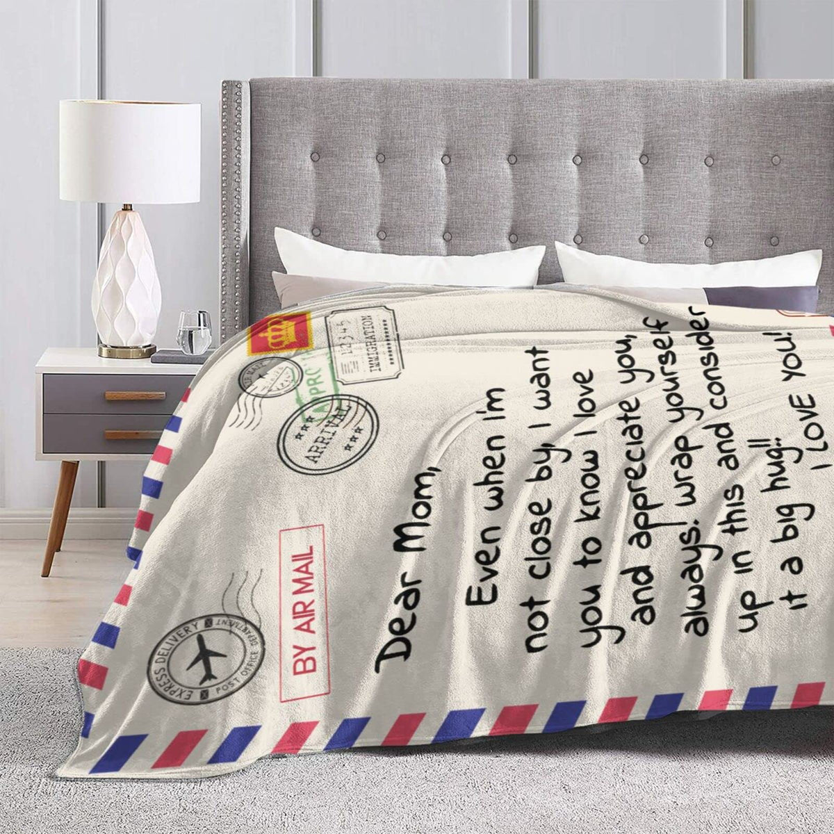 Throw Blankets Anniversary Birthday Gift for Mom from Daughter Son, Dear Mom Blanket for Mother's Day