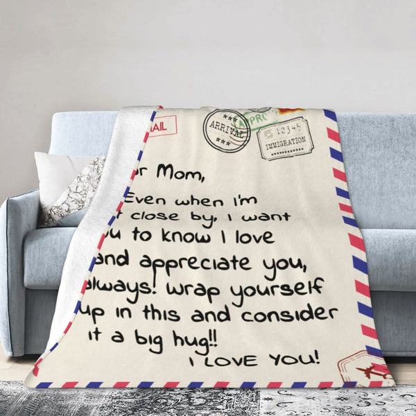 Throw Blankets Anniversary Birthday Gift for Mom from Daughter Son, Dear Mom Blanket for Mother's Day