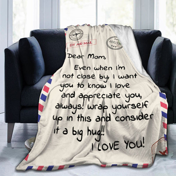 Throw Blankets Anniversary Birthday Gift for Mom from Daughter Son, Dear Mom Blanket for Mother's Day