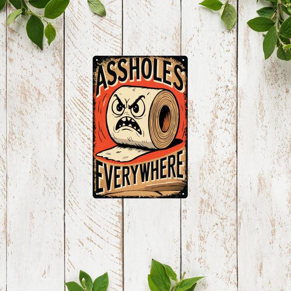 Toilet Trouble Maker Vintage Metal Sign Humorous Restroom Decor Retro Iron Wall Art