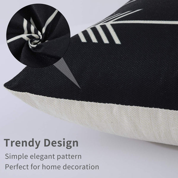 Set of 4 Decorative Geometric 18 x 18 Inches Throw Pillow Covers - Modern Pattern Linen Square Pillow Cushion Case