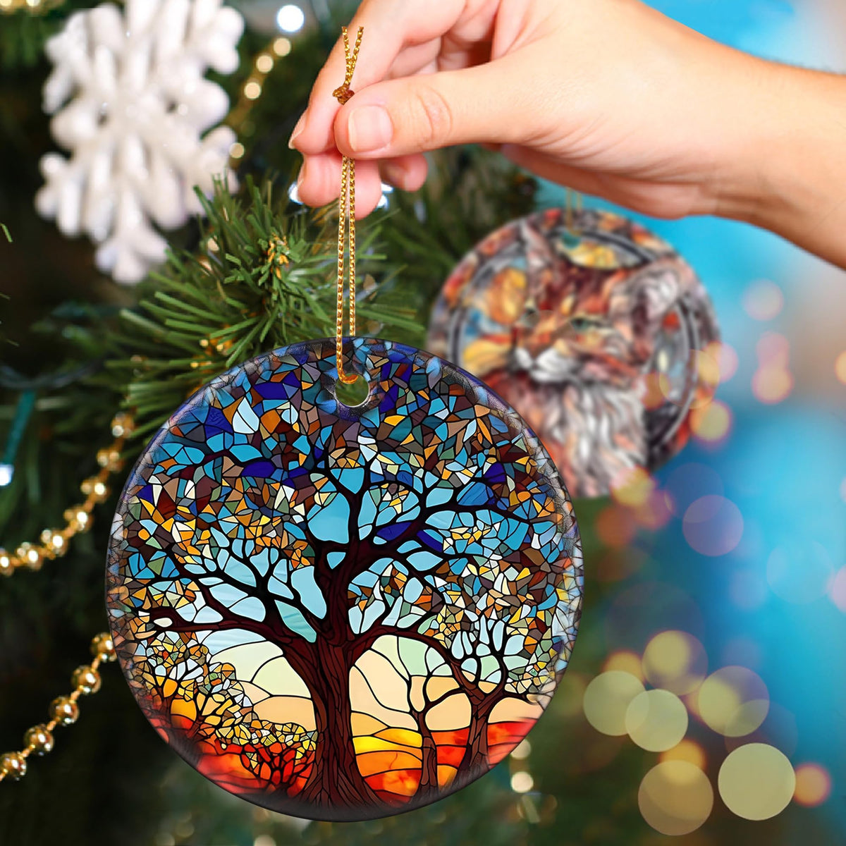 Tree of Life Ornament, Christmas Decoration, Holiday Present Idea, Heirloom Keepsake, Round Ceramic, Bauble Present, Tree of Life