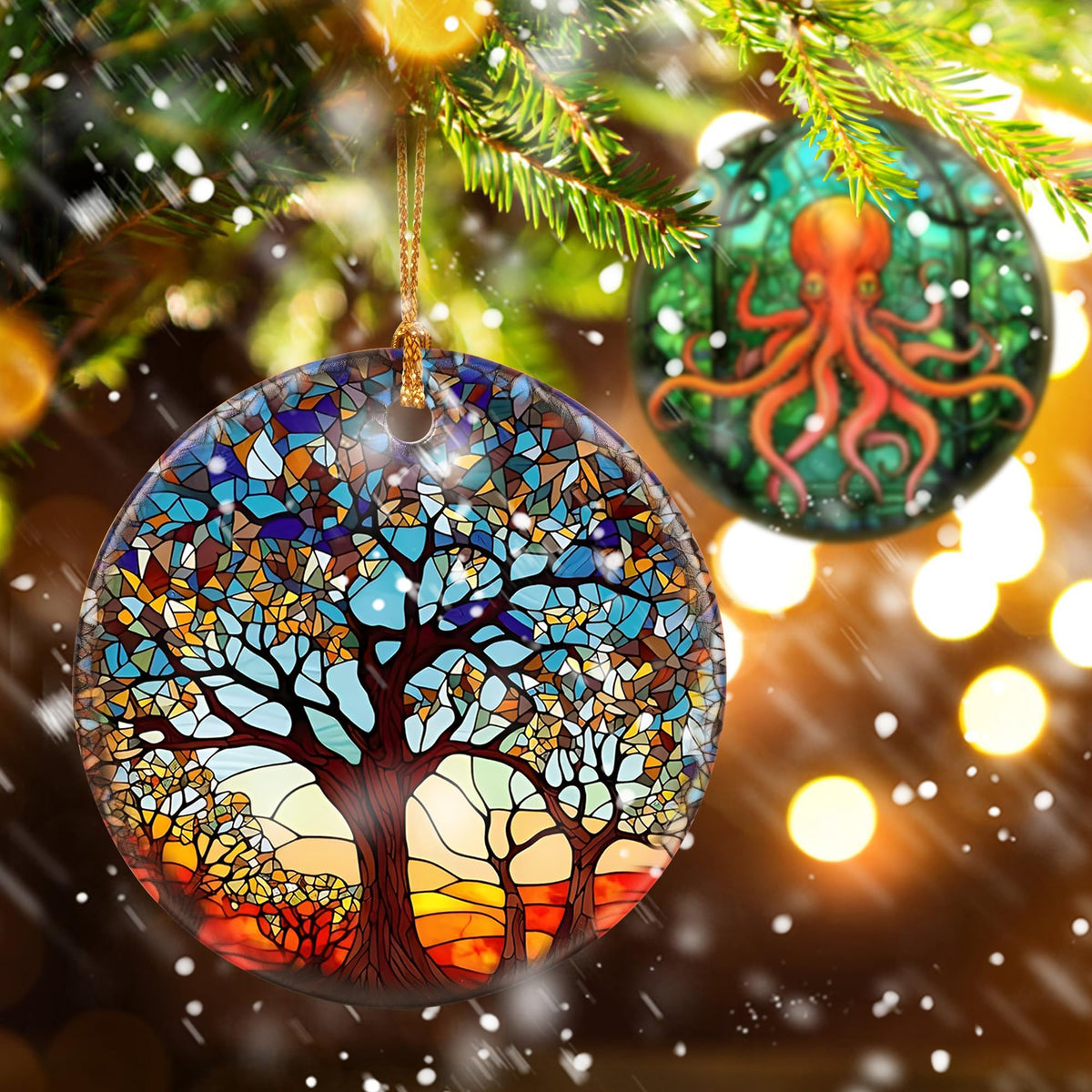 Tree of Life Ornament, Christmas Decoration, Holiday Present Idea, Heirloom Keepsake, Round Ceramic, Bauble Present, Tree of Life