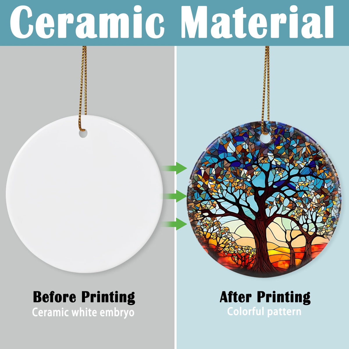 Tree of Life Ornament, Christmas Decoration, Holiday Present Idea, Heirloom Keepsake, Round Ceramic, Bauble Present, Tree of Life