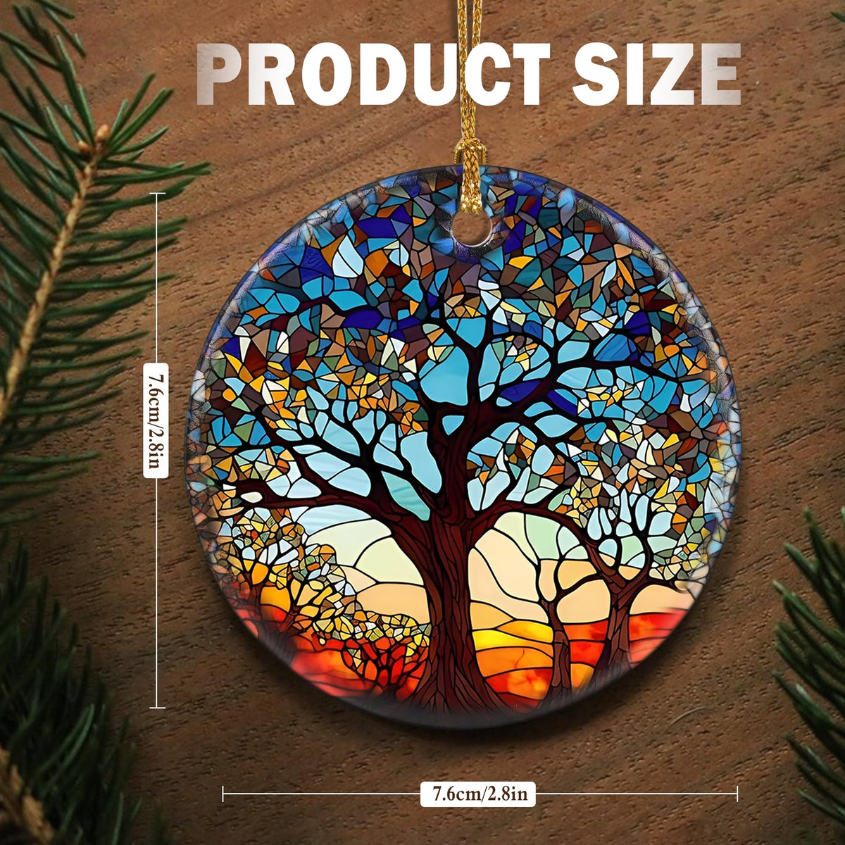 Tree of Life Ornament, Christmas Decoration, Holiday Present Idea, Heirloom Keepsake, Round Ceramic, Bauble Present, Tree of Life