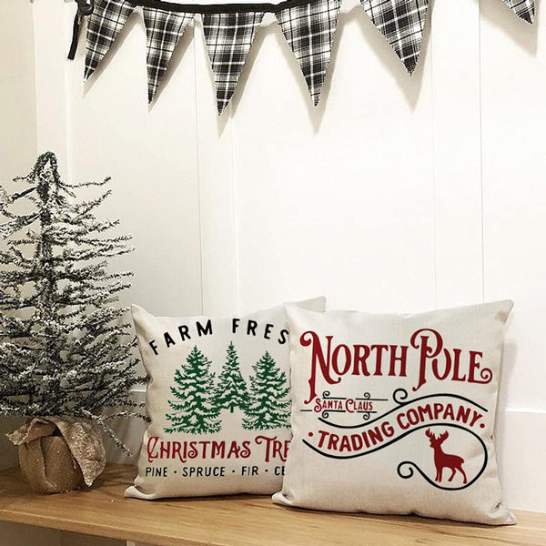 4 Pcs 18x 18 Christmas Pillow Covers Farmhouse Rustic Winter Xmas Decorative Pillow Cases
