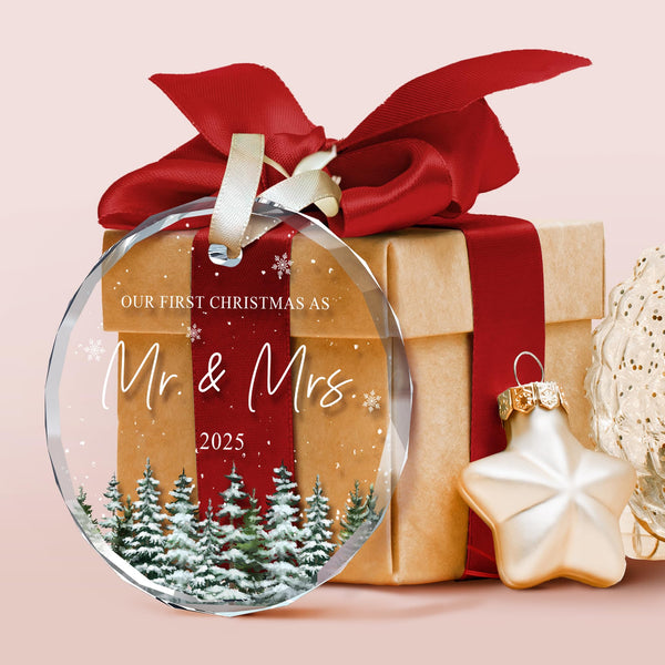 Wedding Gifts - Mr and Mrs Gifts - First Christmas Married Ornament 2025 - Wedding Gift for Couples 2025, Newlyweds, Bride