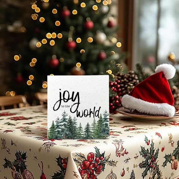 Joy Christmas Trees Wooden Box Sign Gift for Women Men, Farmhouse Christmas Xmas Decorations