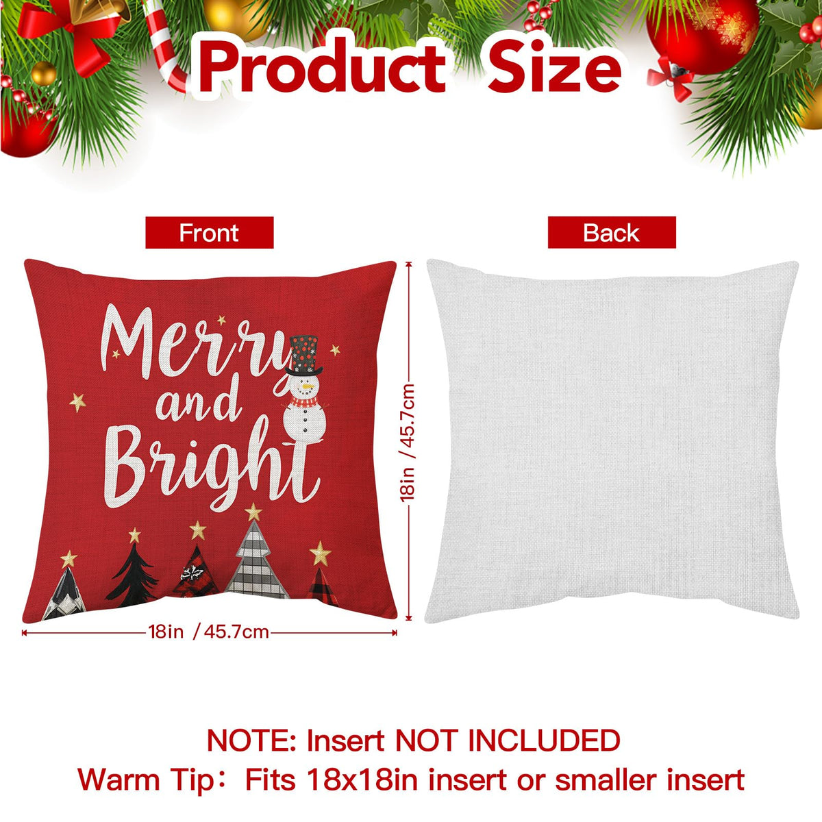 Christmas Pillow Covers 18x18 inch Set of 4, Christmas Decorations Cushion Covers