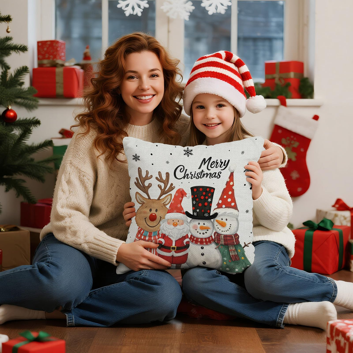 Christmas Pillow Covers 18x18 inch Set of 4, Christmas Decorations Cushion Covers, Xmas Pillow Covers