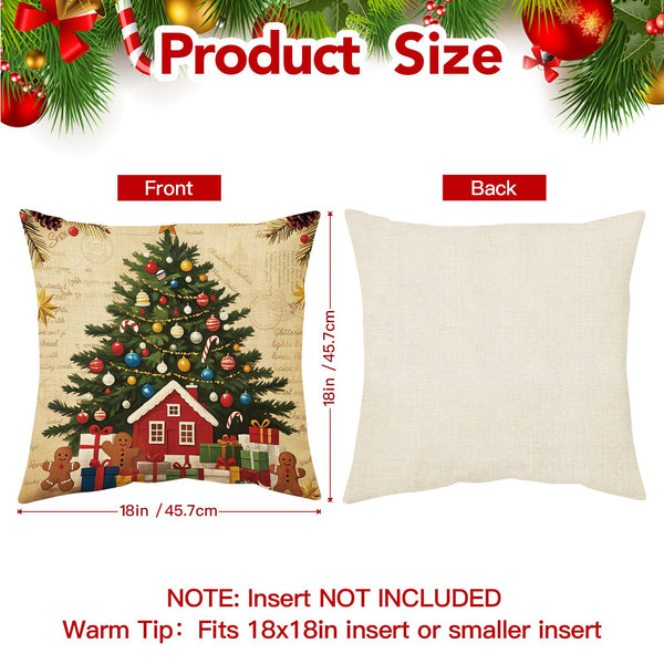 Christmas Pillow Covers 18x18 inch Set of 4, Christmas Decorations Cushion Covers
