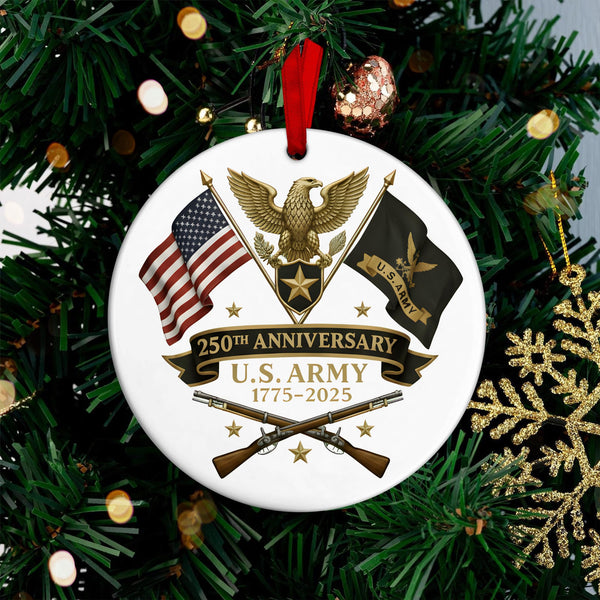 US Army 250th Anniversary Ornament 2025 – United States Military 1775–2025 Christmas Ornament