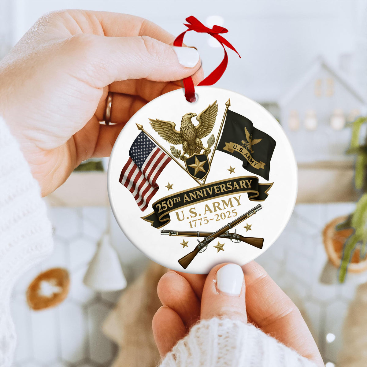 US Army 250th Anniversary Ornament 2025 – United States Military 1775–2025 Christmas Ornament