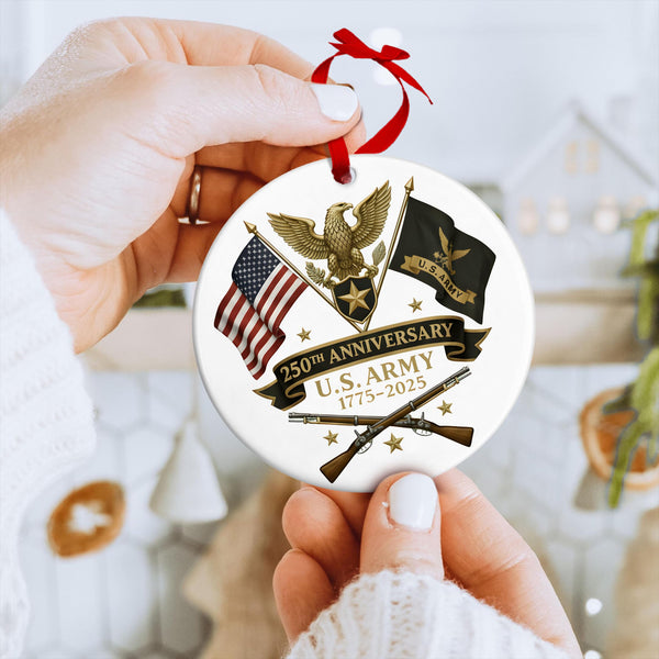 US Army 250th Anniversary Ornament 2025 – United States Military 1775–2025 Christmas Ornament