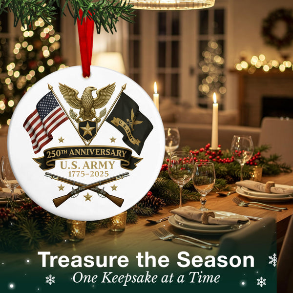 US Army 250th Anniversary Ornament 2025 – United States Military 1775–2025 Christmas Ornament