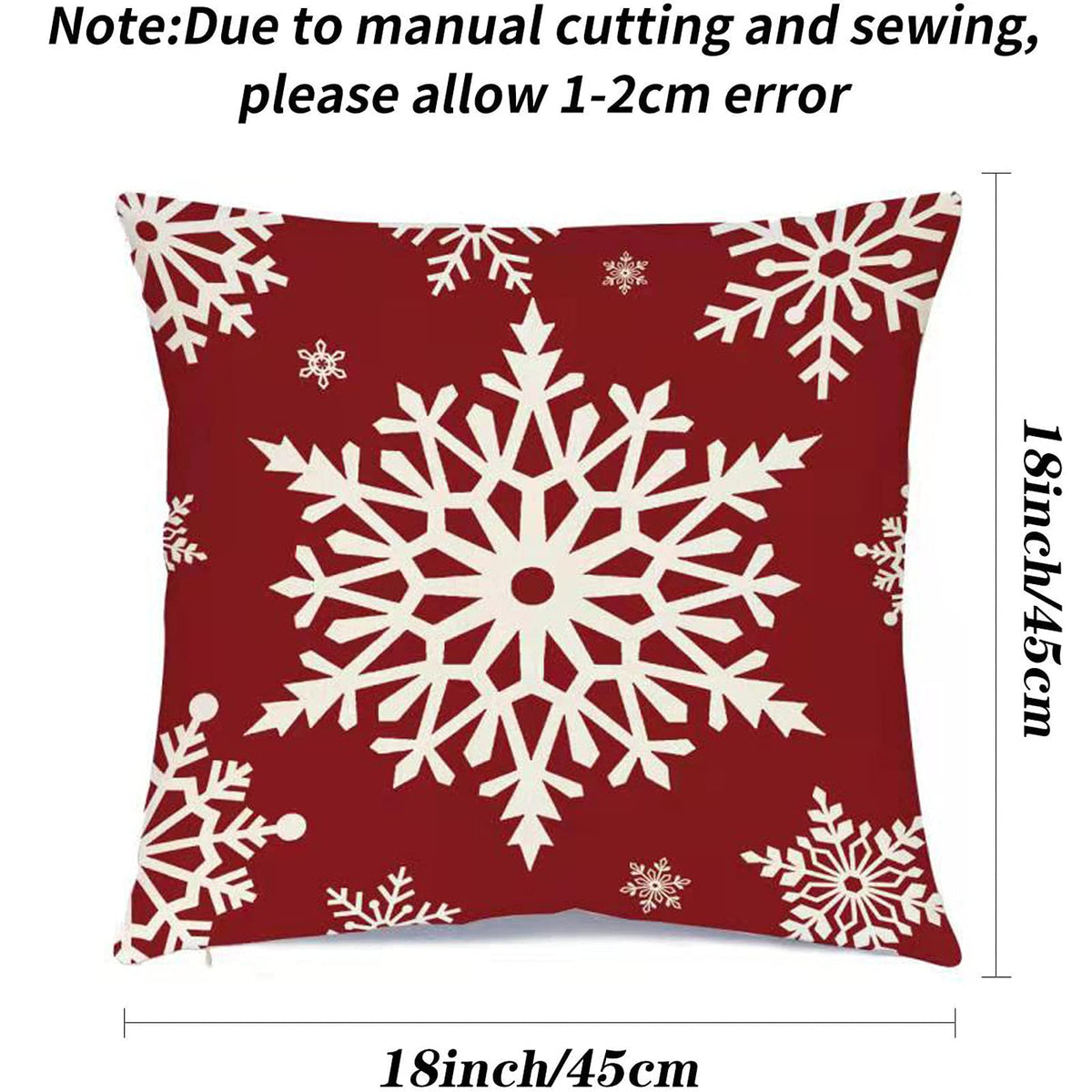 Christmas Decorations Pillow Covers Set of 4 Farmhouse Holiday Rustic Linen Pillow Case for Sofa Couch Christmas Decor - 18x18 Inch