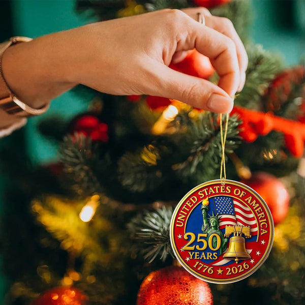 United States 250th Anniversary Bell Ornament, Vintage Christmas Tree Ornaments