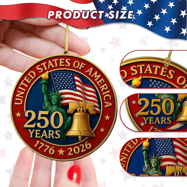 United States 250th Anniversary Bell Ornament, Vintage Christmas Tree Ornaments