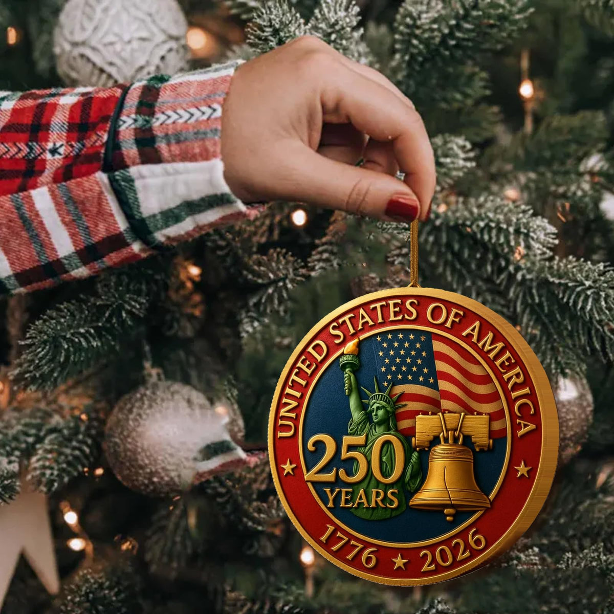 United States 250th Anniversary Ornament 1776 2026 Patriotic Liberty Bell Decoration