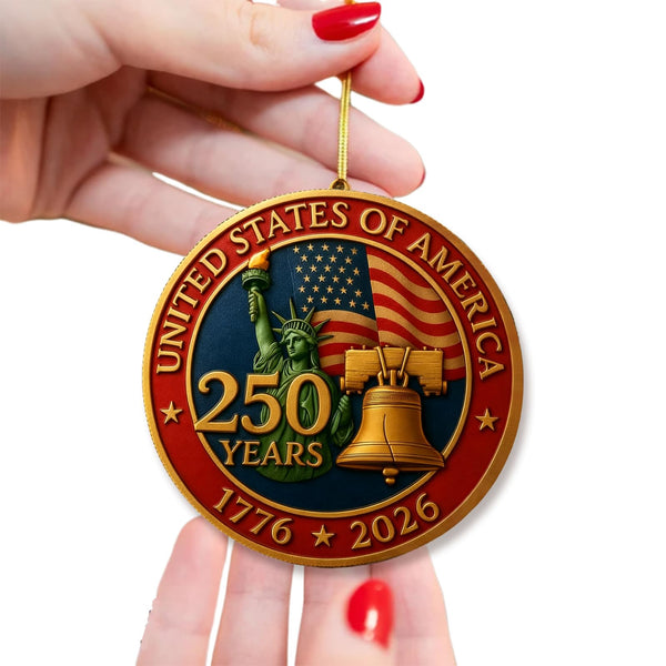 United States 250th Anniversary Ornament 1776 2026 Patriotic Liberty Bell Decoration