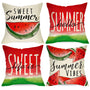 Hello Summer Watercolor Watermelon Decorative Throw Pillow Covers 18 x 18 Set of 4, Life is Sweet