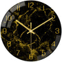 Black Modern Marble Texture Clock Gold Hands Rustic Kitchen Decor 12 Inch Wall Clock