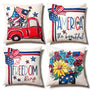 4th of July Decor-Throw Pillow Covers 18x18in Set of 4,Patriotic Linen Pillow Case for Independence Day