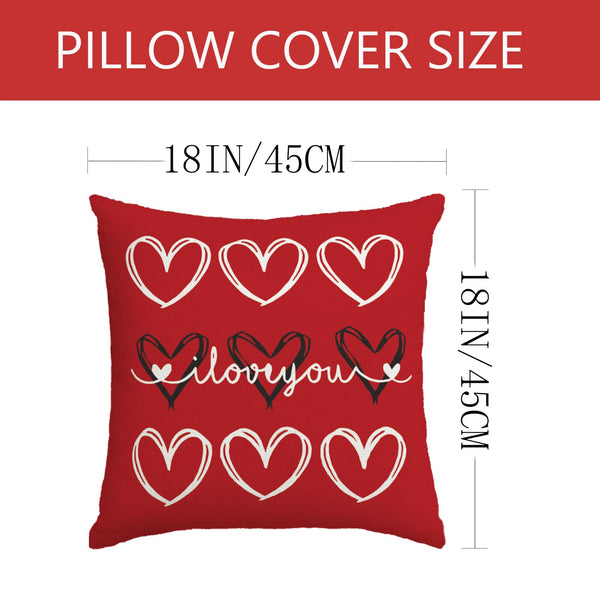 Valentine's Day I Love You Throw Pillow Covers, 18 x 18 Inch Valentine Heart Black and White Stripes p.s. Love You (Copy)