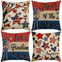 Patriotic Pillow Covers 18x18 Inch,4th of July Red White Blue Summer Outdoor Throw Pillow Covers Set of 4