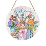 Welcome Easter Bunny Eggs Door Sign For Front Door Decor,Mason Jar Tulip Religious Cross Rabbit Carrot Wooden Sign
