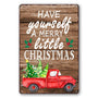 Merry Christmas Metal Tin Sign - Vintage Red Truck Wall Decor, Have Yourself A Merry Little Christmas