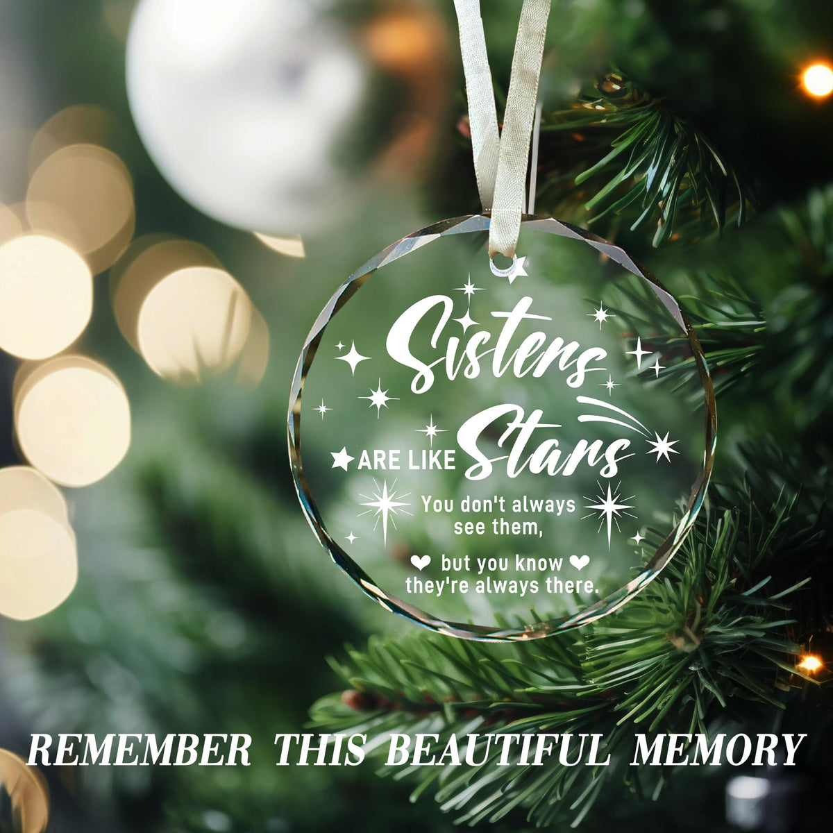Sister Christmas Ornament Gift 2025, Christmas Ornament for Sister, Sisters Gifts from Sisters, Round Glass Christmas Ornaments