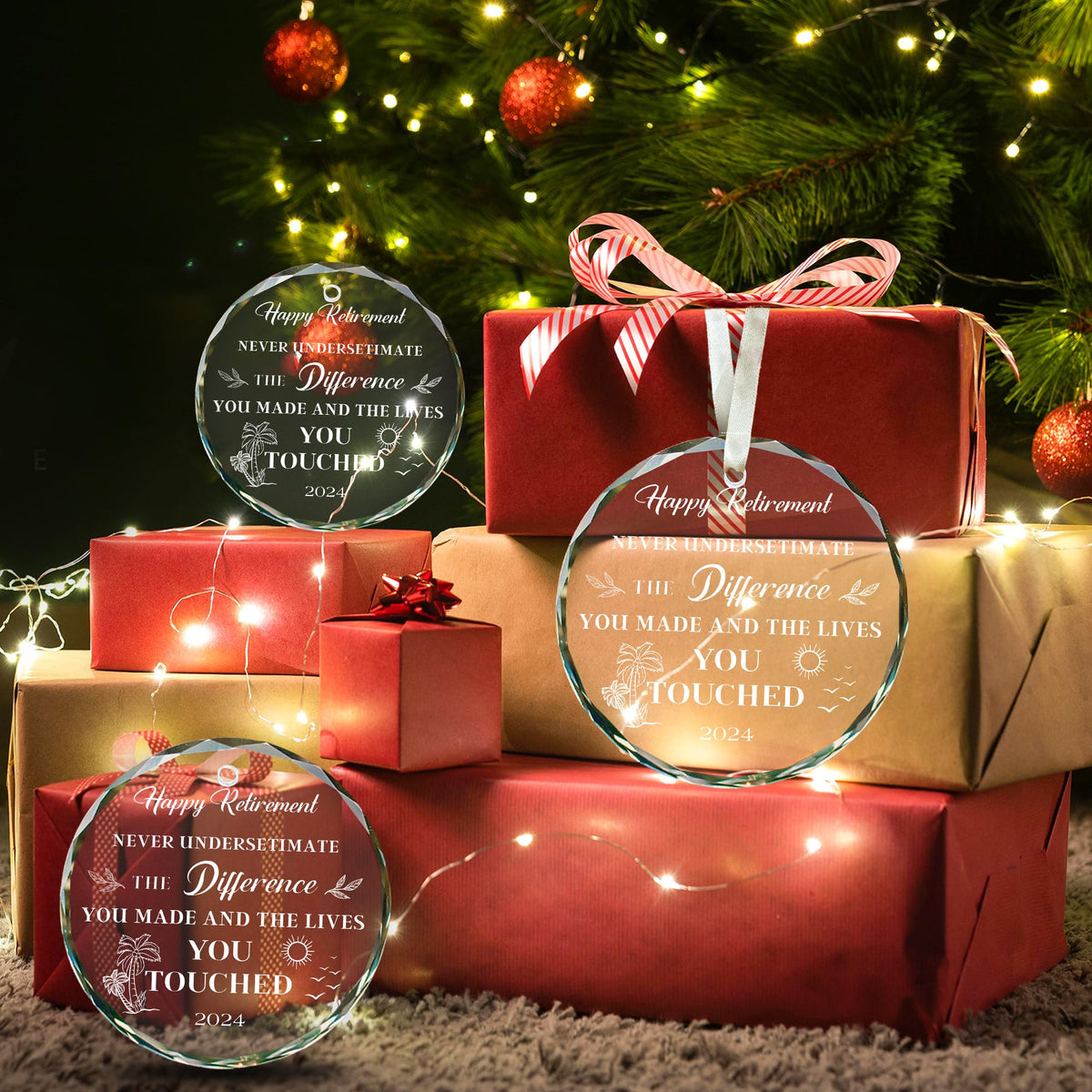 Retirement Gifts for Women, Unique Happy Retirement Gifts for Retired Coworkers, Round Inspirational Glass Decor