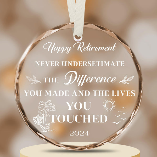 Retirement Gifts for Women, Unique Happy Retirement Gifts for Retired Coworkers, Round Inspirational Glass Decor