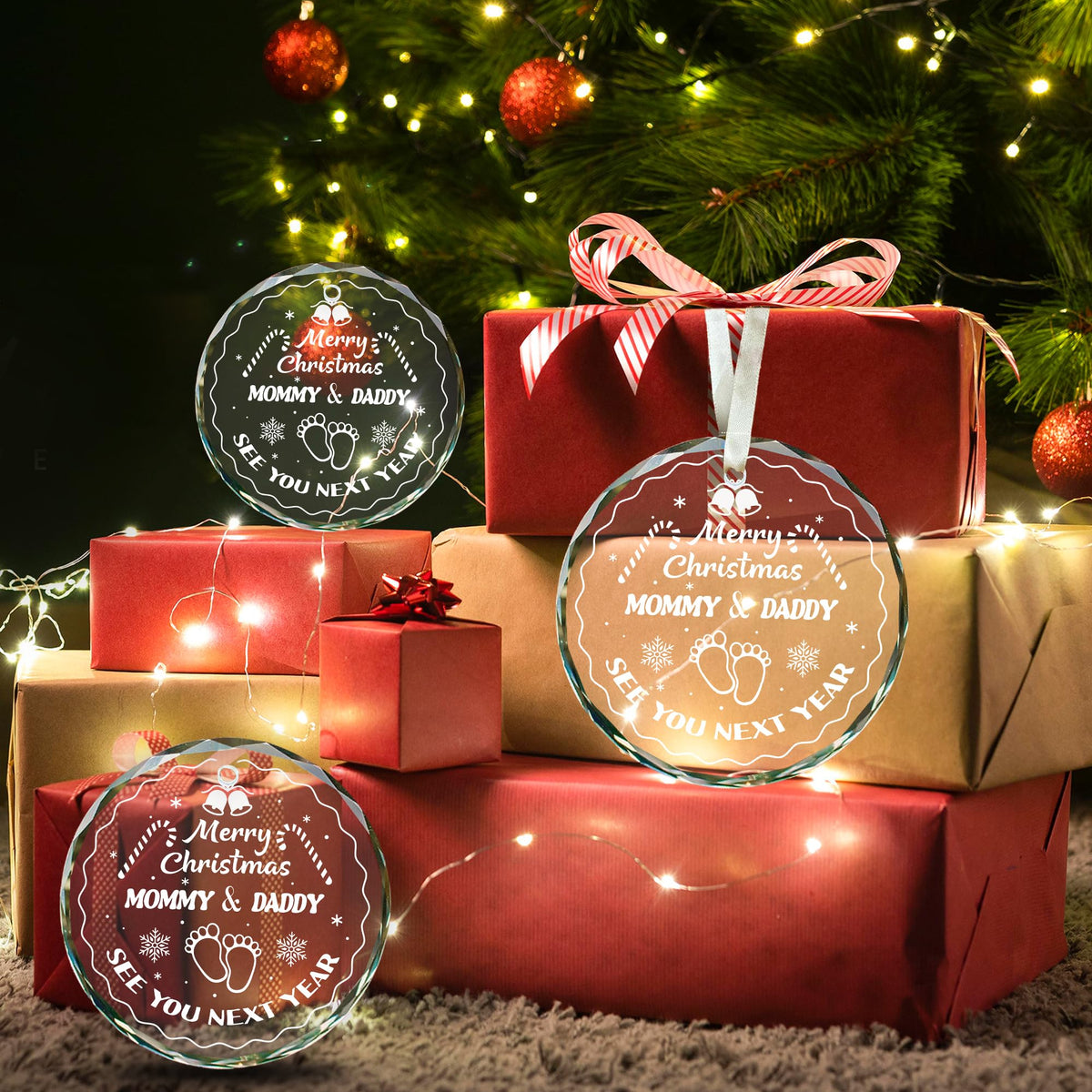 Expecting Baby Ornament, Pregnancy Announcement Gifts for Grandparents, Grandma and Grandpa Gifts