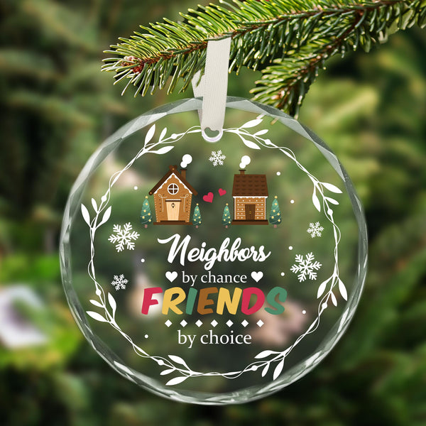 Christmas Neighbor Gifts 2025, Elegant Round Glass Christmas Ornaments, Unique Neighbor Ornament Gift